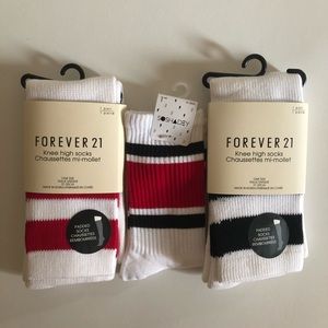 Set of 3 Forever 21 Knee High Socks + 1 Crew Socks